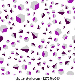 Dark Pink vector seamless, isometric cover with triangles, rectangles. Illustration with set of colorful triangles, squares. Texture for window blinds, curtains.