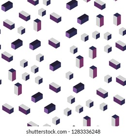 Dark Pink vector seamless, isometric layout with lines, rectangles. Glitter abstract illustration with rectangular shapes. Design for textile, fabric, wallpapers.