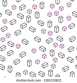 Dark Pink vector seamless, isometric layout with lines, rectangles. Beautiful illustration with rectangles and squares. Design for wallpaper, fabric makers.