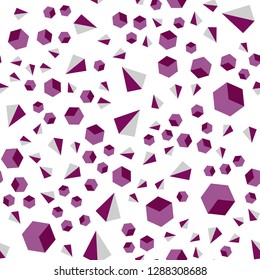 Dark Pink vector seamless, isometric cover with triangles, rectangles. Lines, rhombus with colorful gradient. Texture for window blinds, curtains.