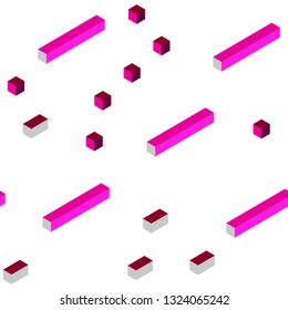 Dark Pink vector seamless, isometric layout with lines, rectangles. Beautiful illustration with rectangles and squares. Design for wallpaper, fabric makers.