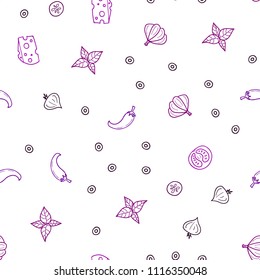 Dark Pink vector seamless layout with restaurant food. Fast Food on blurred abstract background with colorful gradient. Pattern for ad, booklets, leaflets of restaurants.