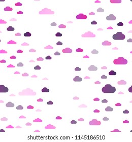 Dark Pink vector seamless layout with cloudscape. Beautiful illustration with colorful sky, clouds. Pattern for design of window blinds, curtains.