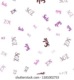 Dark Pink vector seamless layout with discount 30%. Colored words of sales with gradient on white background. Backdrop for super sales on Black Friday.