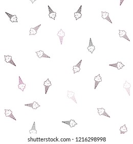 Dark Pink vector seamless layout with ice-cream set. Set of abstract ice-cream cones with colorful gradient. Design for ad, poster, banner of cafes, restaurants.