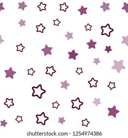 Dark Pink vector seamless layout with bright stars. Shining colored illustration with stars. Pattern for design of fabric, wallpapers.