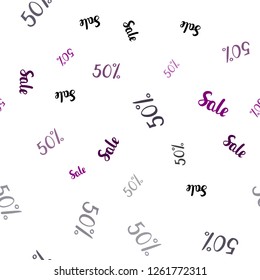 Dark Pink vector seamless layout with discount of 50%. Gradient illustration with discount signs on white backdrop. Design for business ads, commercials.