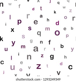 Dark Pink vector seamless layout with latin alphabet. Colored alphabet signs with gradient on white background. Template for business cards, websites.