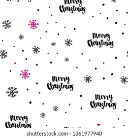 Dark Pink vector seamless layout with bright snowflakes. Shining colorful illustration with snow on abstract template. Pattern for trendy fabric, wallpapers.