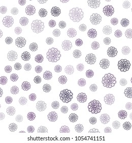 Dark Pink vector seamless natural elegant template. Sketchy doodles with flowers on blurred background. Hand painted design for web, leaflet, textile.