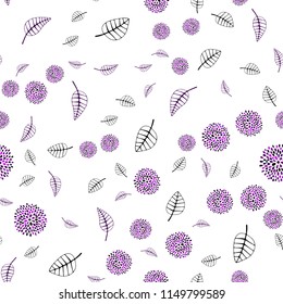 Dark Pink vector seamless natural background with leaves and flowers. Modern abstract illustration with leaves and flowers. Completely new design for your business.