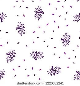 Dark Pink vector seamless natural pattern with leaves, branches. Leaves and branches with gradient on white background. Pattern for trendy fabric, wallpapers.