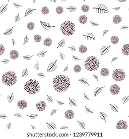 Dark Pink vector seamless natural background with leaves, flowers. Creative illustration in blurred style with leaves, flowers. Pattern for design of window blinds, curtains.
