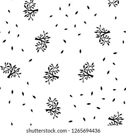 Dark Pink vector seamless natural artwork with leaves, branches. Decorative design in Indian style on white background. Template for business cards, websites.