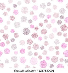 Dark Pink vector seamless natural background with flowers. Colorful illustration in doodle style with flowers. Template for business cards, websites.