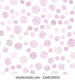 Dark Pink vector seamless natural backdrop with flowers. An elegant bright illustration with flowers. Design for textile, fabric, wallpapers.