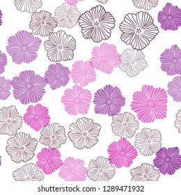 Dark Pink vector seamless natural background with flowers. Shining colored illustration with flowers. Pattern for trendy fabric, wallpapers.