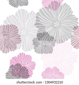 Dark Pink vector seamless natural background with flowers. Colorful illustration with flowers in doodle style. Design for textile, fabric, wallpapers.