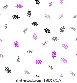 Dark Pink vector seamless natural artwork with leaves. Colorful illustration in doodle style with leaves. Texture for window blinds, curtains.