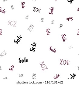 Dark Pink vector seamless pattern with 30 percentage signs. Colorful set of  percentage signs in simple style. Template for season sales, shopping ads.
