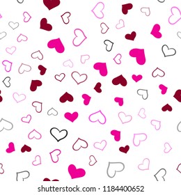 Dark Pink vector seamless pattern with colorful hearts. Hearts on blurred abstract background with colorful gradient. Pattern for carnival, festival romantic leaflets.