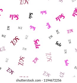 Dark Pink vector seamless pattern with 30 percentage signs. Colorful set of  percentage signs in simple style. Backdrop for super sales on Black Friday.