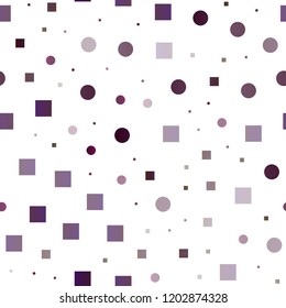 Dark Pink vector seamless pattern with spheres, squares. Decorative design in abstract style with circles, rectangles. Pattern for design of window blinds, curtains.