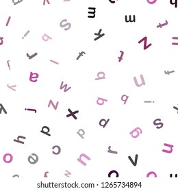 Dark Pink vector seamless pattern with ABC symbols. Abstract illustration with colored latin alphabet. Texture for window blinds, curtains.