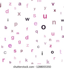 Dark Pink vector seamless pattern with ABC symbols. Colored alphabet signs with gradient on white background. Design for textile, fabric, wallpapers.