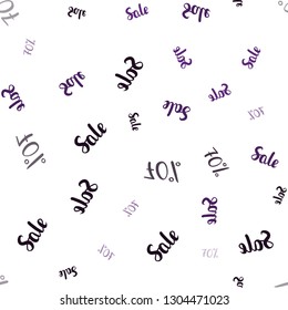 Dark Pink vector seamless pattern with 70 percentage signs. Colored words of sales with gradient on white background. Design for business ads, commercials.