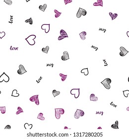 Dark Pink vector seamless pattern with phrase LOVE YOU, hearts. Colorful illustration with quote LOVE YOU, hearts. Template for business cards, websites.