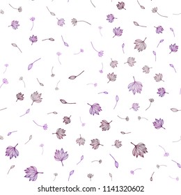 Dark Pink vector seamless sketch background. leaves on blurred abstract background with gradient. Doodle design for your web site.