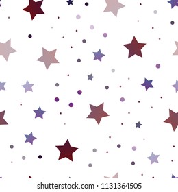 Dark Pink vector seamless template with sky stars. Glitter abstract illustration with colored stars. The pattern can be used for new year ad, booklets.