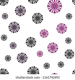 Dark Pink vector seamless template with ice snowflakes. Modern geometrical abstract illustration with crystals of ice. Trendy design for wallpaper, fabric makers.