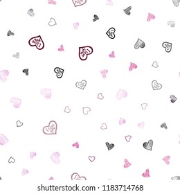 Dark Pink vector seamless template with doodle hearts. Illustration with hearts in love concept for valentine's day. Pattern can be used for valentine's ad, booklets.