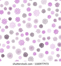 Dark Pink vector seamless template with ice snowflakes. Glitter abstract illustration with crystals of ice. Design for textile, fabric, wallpapers.
