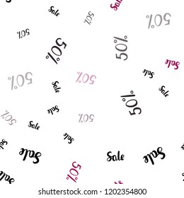 Dark Pink vector seamless template with 50% selling. Abstract illustration with colorful gradient symbols of sales. Design for business ads, commercials.