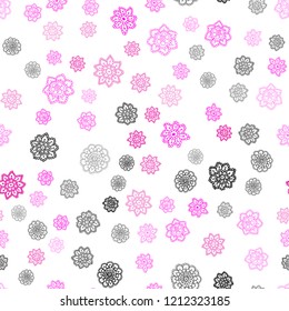 Dark Pink vector seamless template with ice snowflakes. Blurred decorative design in xmas style with snow. Pattern for design of window blinds, curtains.
