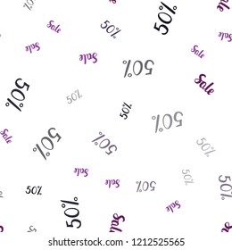 Dark Pink vector seamless template with 50% selling. Colorful set of  percentage signs in simple style. Backdrop for super sales on Black Friday.