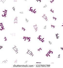 Dark Pink vector seamless template with 40% selling. Colorful set of  percentage signs in simple style. Template for season sales, shopping ads.