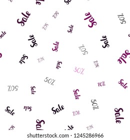 Dark Pink vector seamless template with 30, 50, 70% selling. Colorful set of  percentage signs in simple style. Backdrop for mega promotions, discounts.