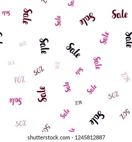 Dark Pink vector seamless template with 30, 50, 70% selling. Abstract illustration with colorful gradient symbols of sales. Backdrop for super sales on Black Friday.