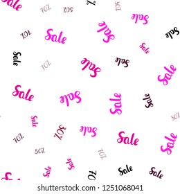 Dark Pink vector seamless template with 30, 50, 70% selling. Abstract illustration with colorful gradient symbols of sales. Template for season sales, shopping ads.