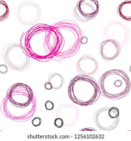 Dark Pink vector seamless template with circles. Beautiful colored illustration with blurred circles in nature style. Pattern for design of fabric, wallpapers.