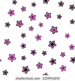 Dark Pink vector seamless template with sky stars. Glitter abstract illustration with colored stars. Pattern for design of fabric, wallpapers.