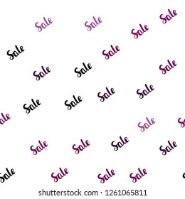 Dark Pink vector seamless template with selling words. Abstract illustration with colorful gradient symbols of sales. Pattern for ads, posters, banners of sales.
