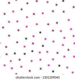 Dark Pink vector seamless template with ice snowflakes. Shining colorful illustration with snow in christmas style. Pattern for design of fabric, wallpapers.