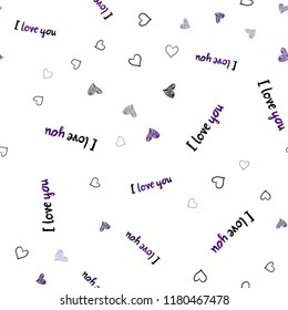 Dark Pink vector seamless texture with lovely hearts. Glitter abstract illustration with colorful hearts in romantic style. Pattern for carnival, festival romantic leaflets.