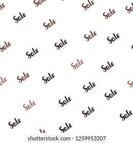 Dark Pink vector seamless texture with selling simbols. Colored words of sales with gradient on white background. Backdrop for ads, leaflets of Black Friday.