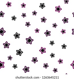 Dark Pink vector seamless texture with beautiful stars. Shining colored illustration with stars. Template for business cards, websites.